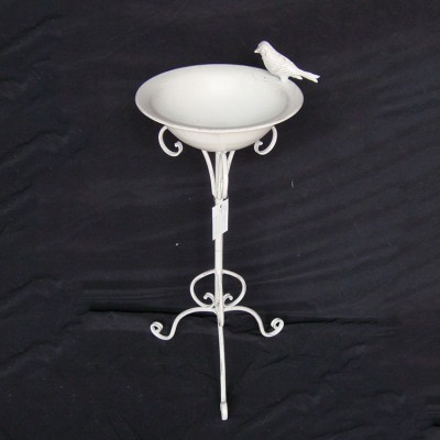 Outdoor Garden Decoration White Metal Birds Food Feeder With Stand