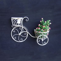 Metal Iron Bike Shape Decoration White Cream Creative Wall Decor