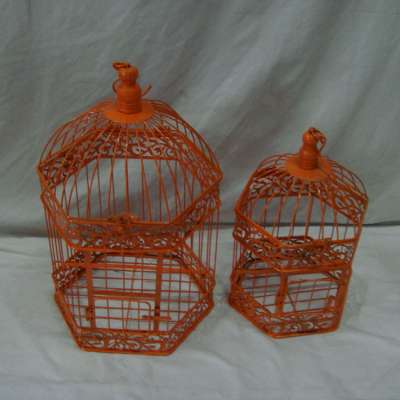 Portable Outdoor Indoor Garden Metal Decoration Orange Bird Cage