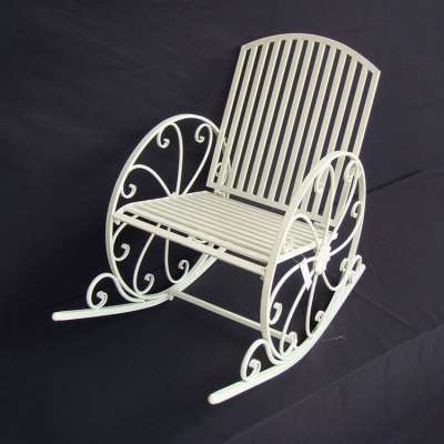 White Solid Wood Outdoor Modern Iron Rocking Metal Garden Chair